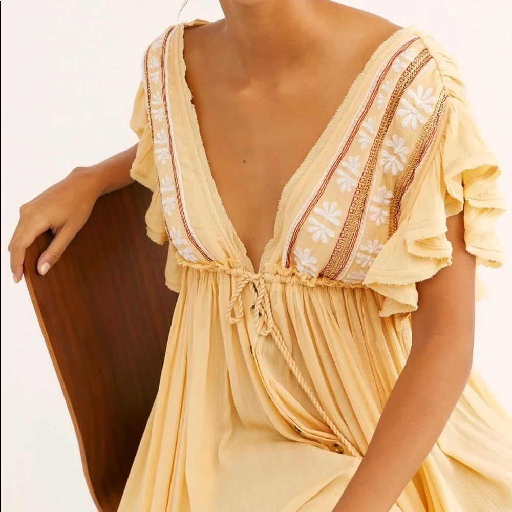 Free People Cream Midi Dress